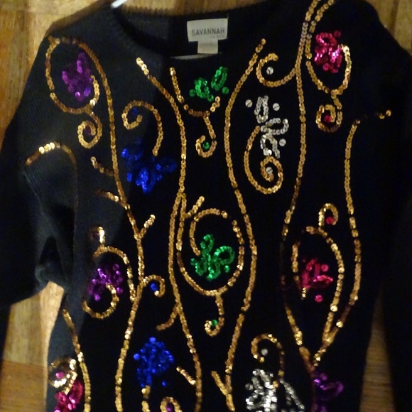 vintage savannah longer sequinn sweater 30 inches long - Picture 2 of 3
